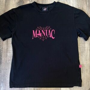 Maniac black T-Shirt with Pink Design